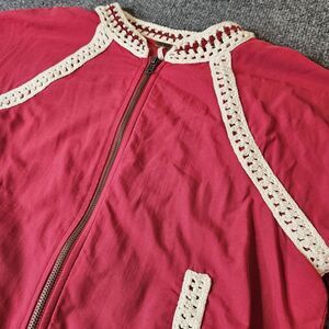 Free People Crimson Varsity Jacket with Ivory Trim